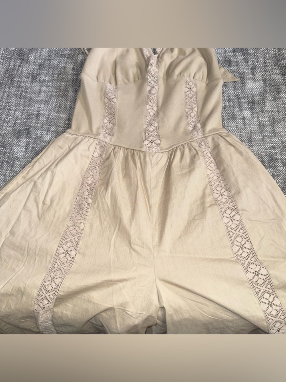 Free People Making Moments Jumpsuit Wide Leg Backless Tan Cream - Picture 6 of 11